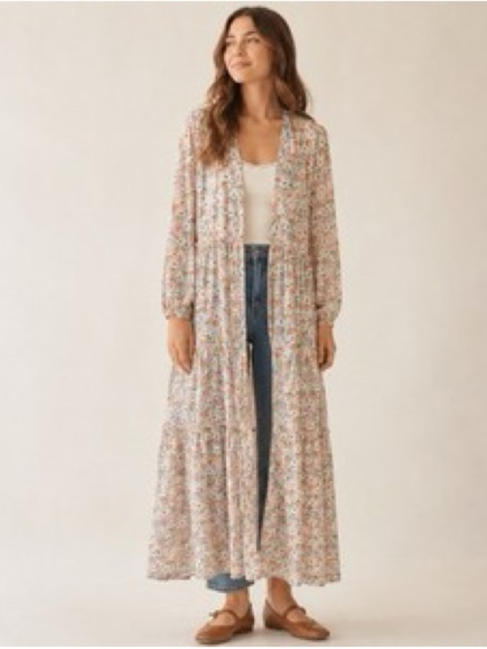 Wild Fable Peach Pink Floral Tiered Maxi Dress Summer Flowy Bohemian